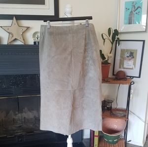 Suede Calf Length Skirt